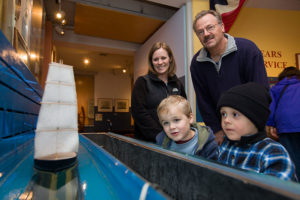 Family using exhibit